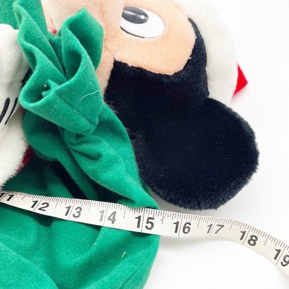 DISNEY Store Vintage MICKEY MOUSE AS SANTA CLAUS Plush With GREEN BAG 18” - Picture 7 of 9